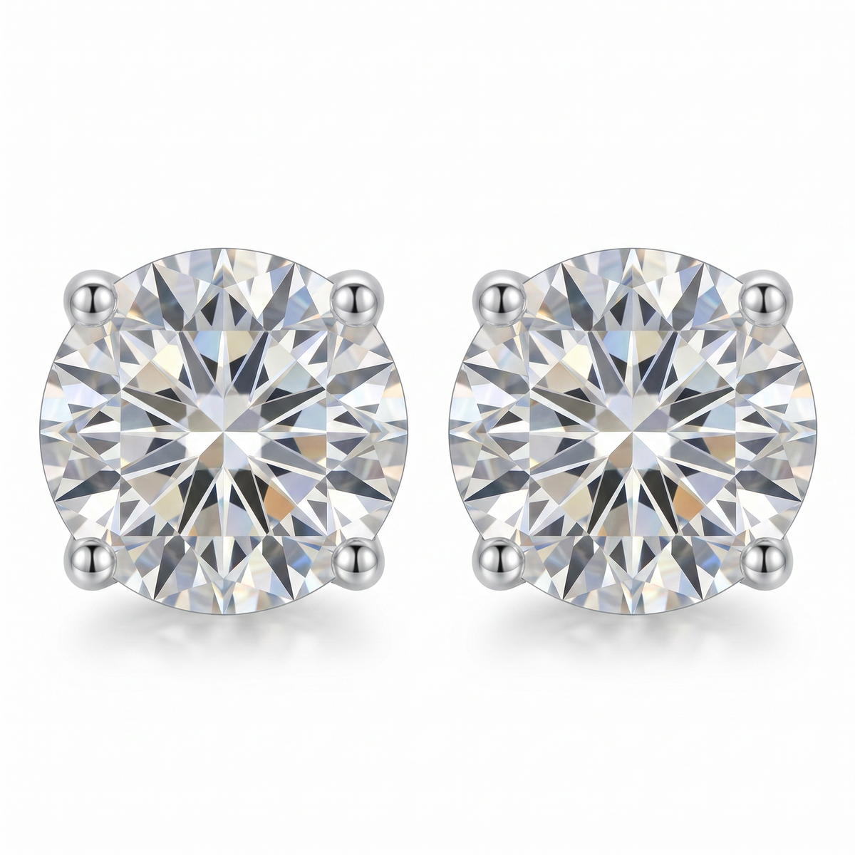 Classic Stud Earrings White Gold Plated
