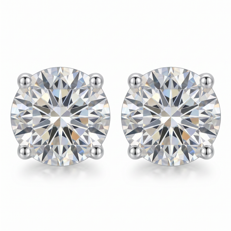 Classic Stud Earrings White Gold Plated