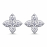 Clover Stud Earrings - White Gold Plated