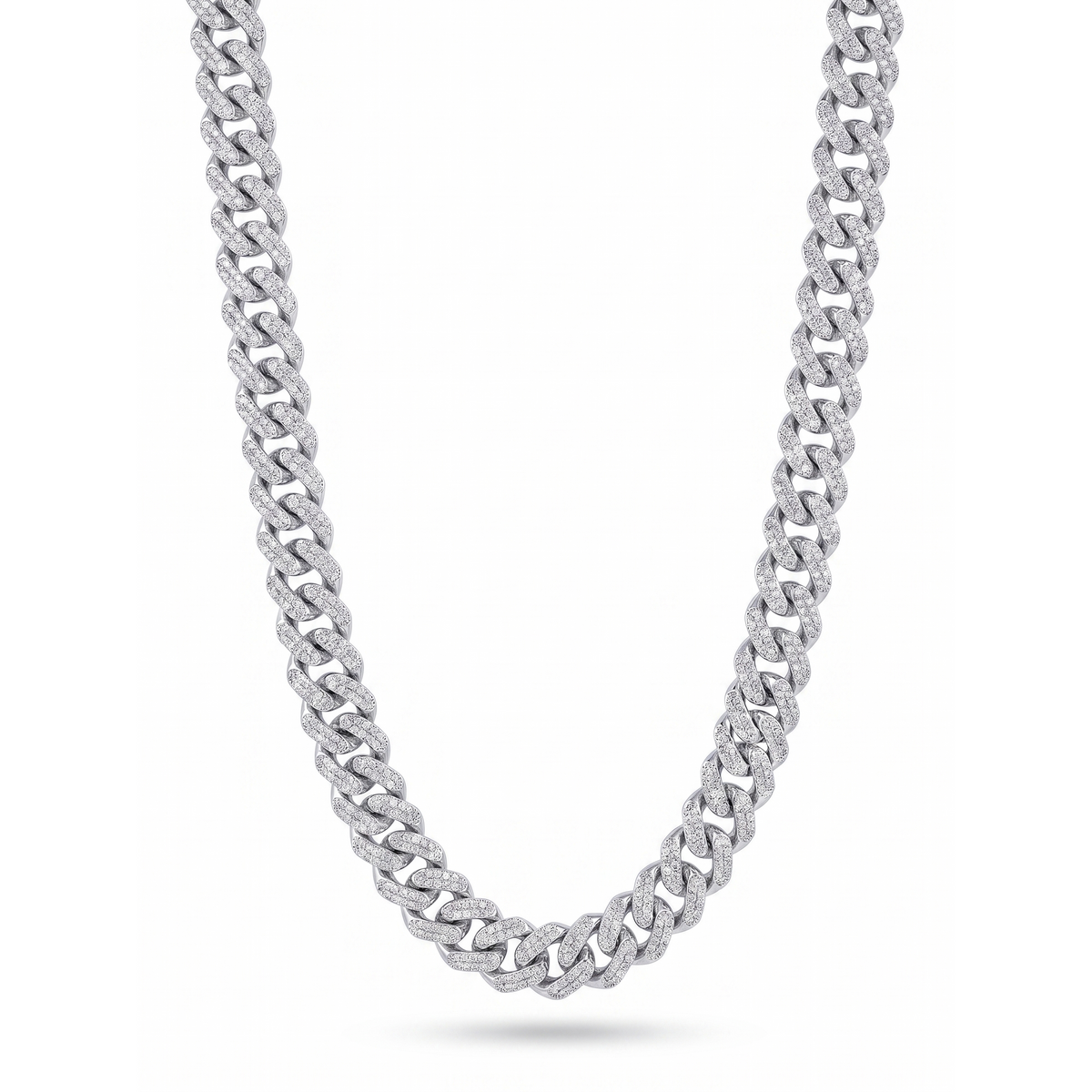 Cuban Link Chain Necklace - White Gold Plated