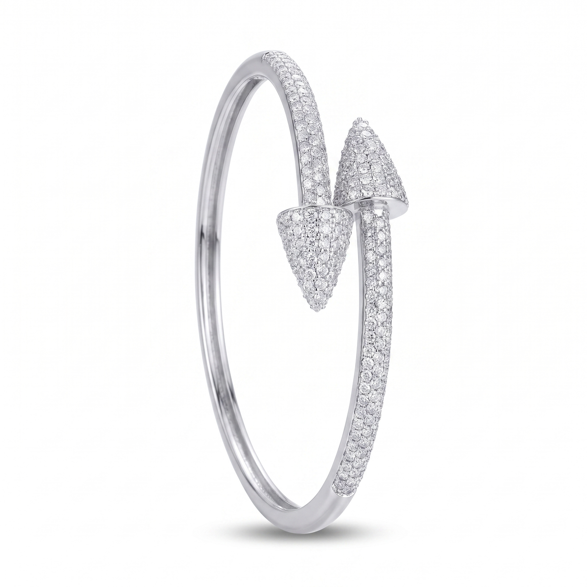Geometric Taper Bangle Bracelet - White Gold Plated