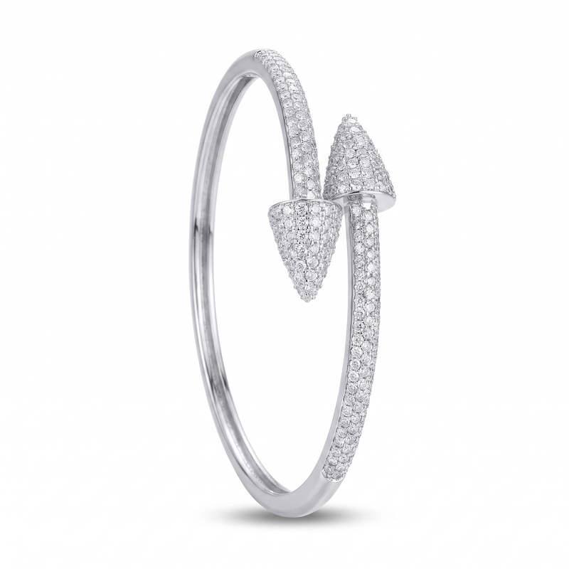 Geometric Taper Bangle Bracelet - White Gold Plated