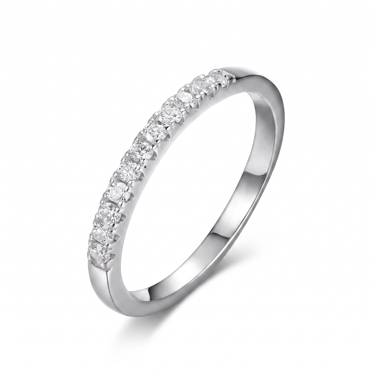 Half Eternity Ring - White Gold Plated