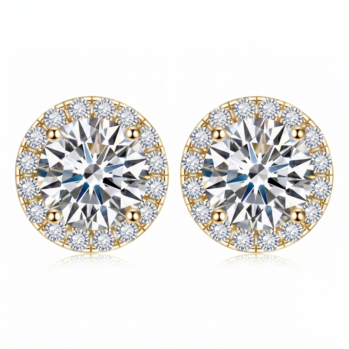 Halo Stud Earrings - Gold Plated