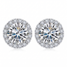 Halo Stud Earrings - White Gold Plated
