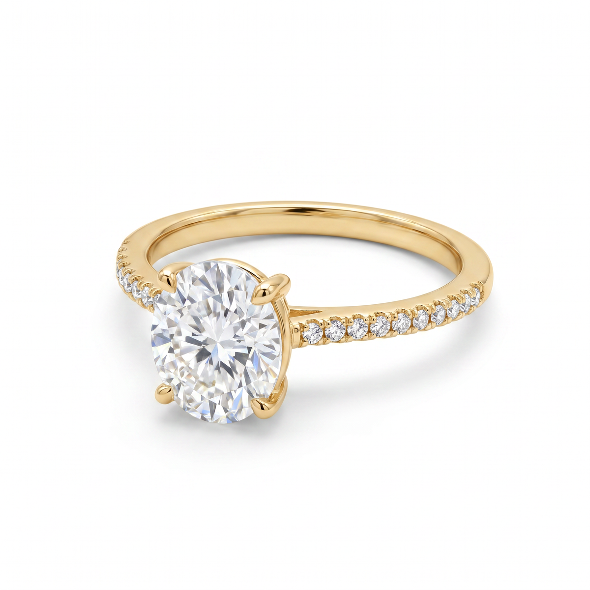 Oval Pavé Engagement Ring - Gold Plated