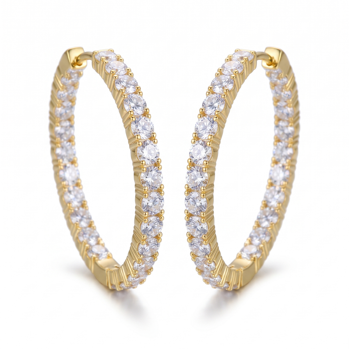 Pavé Hoop Earrings - Gold Plated