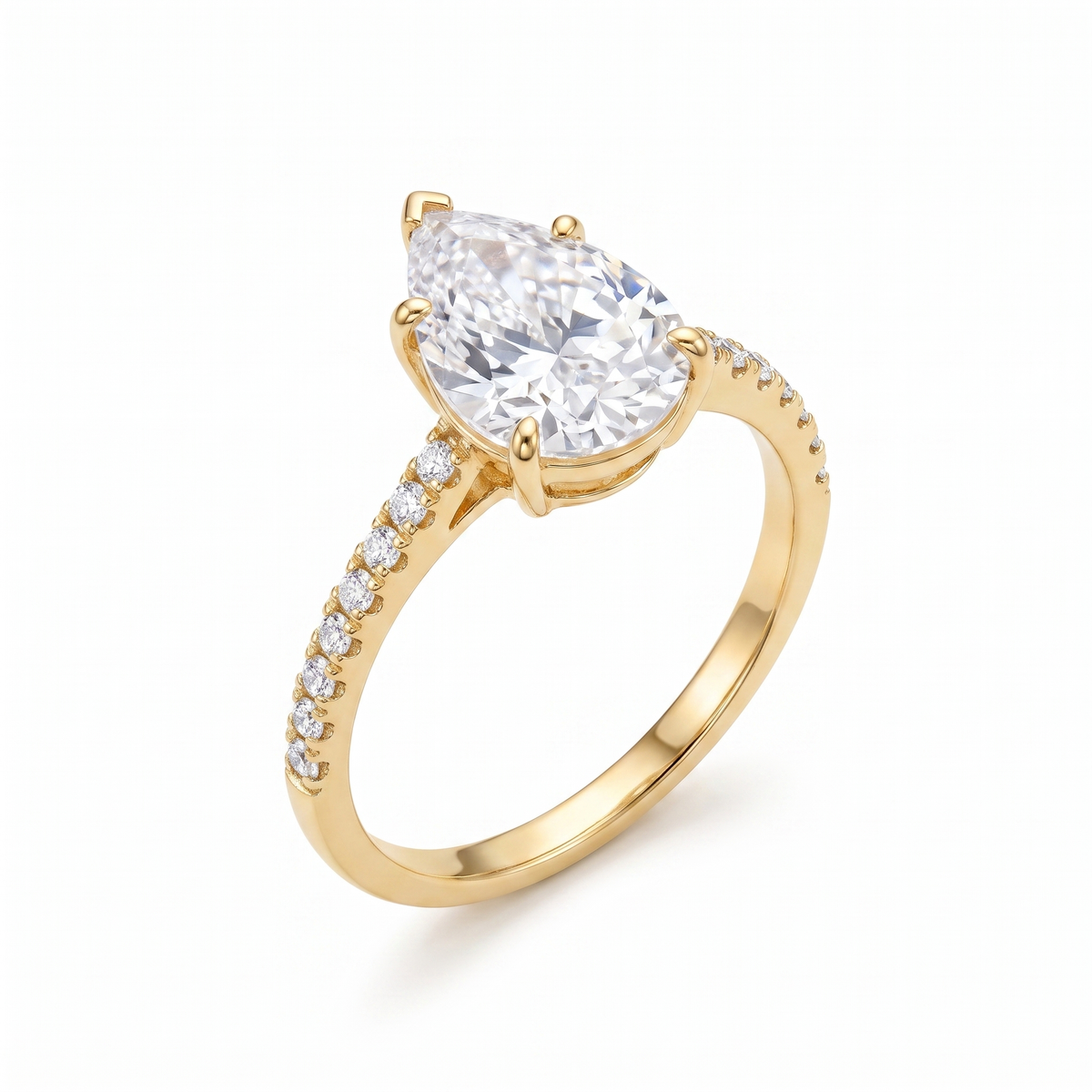 Pear Pavé Ring - Gold Plated