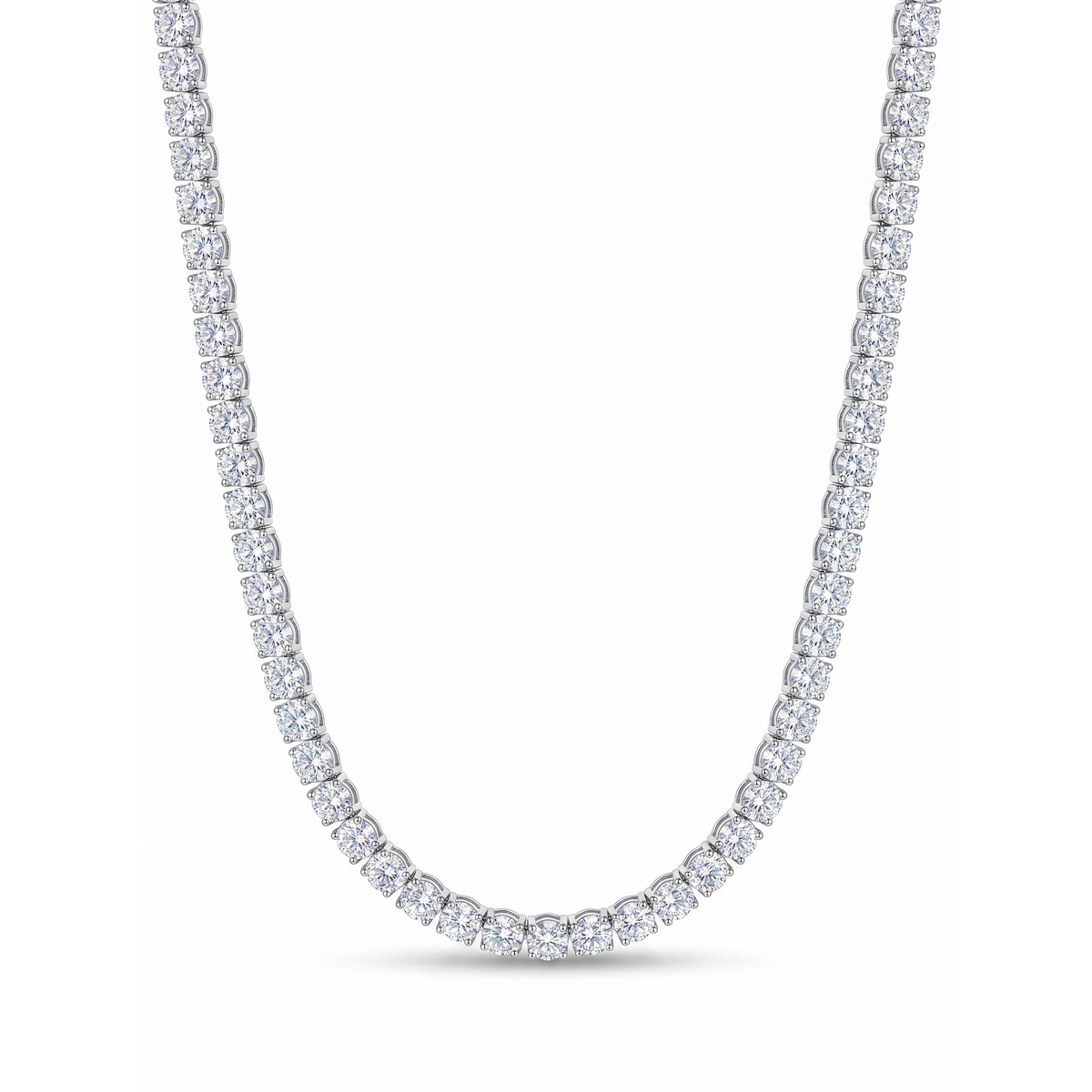 Classic Tennis Necklace - White Gold Plated