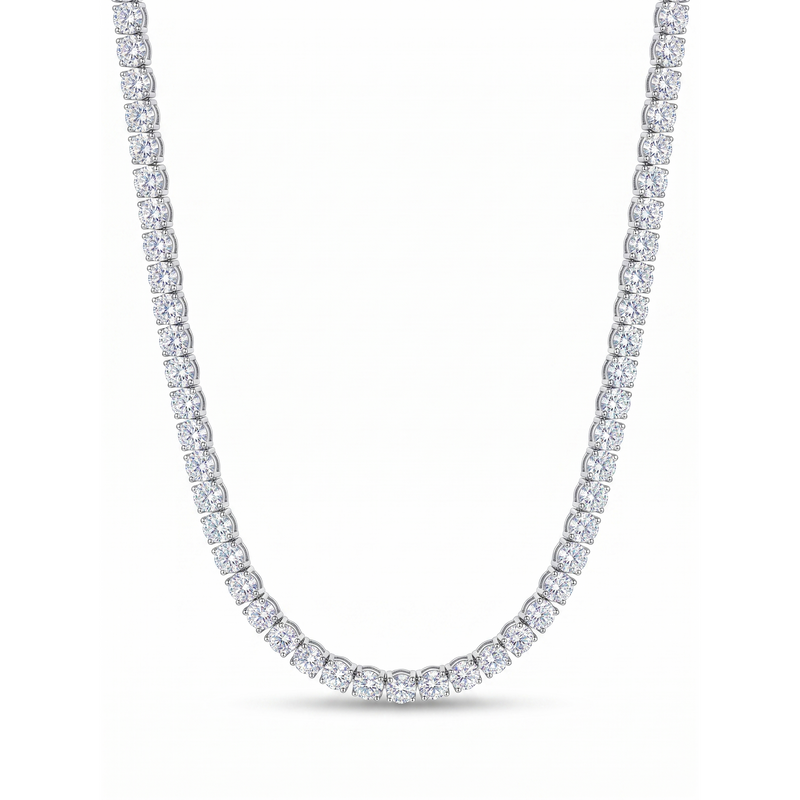 Classic Tennis Necklace - White Gold Plated
