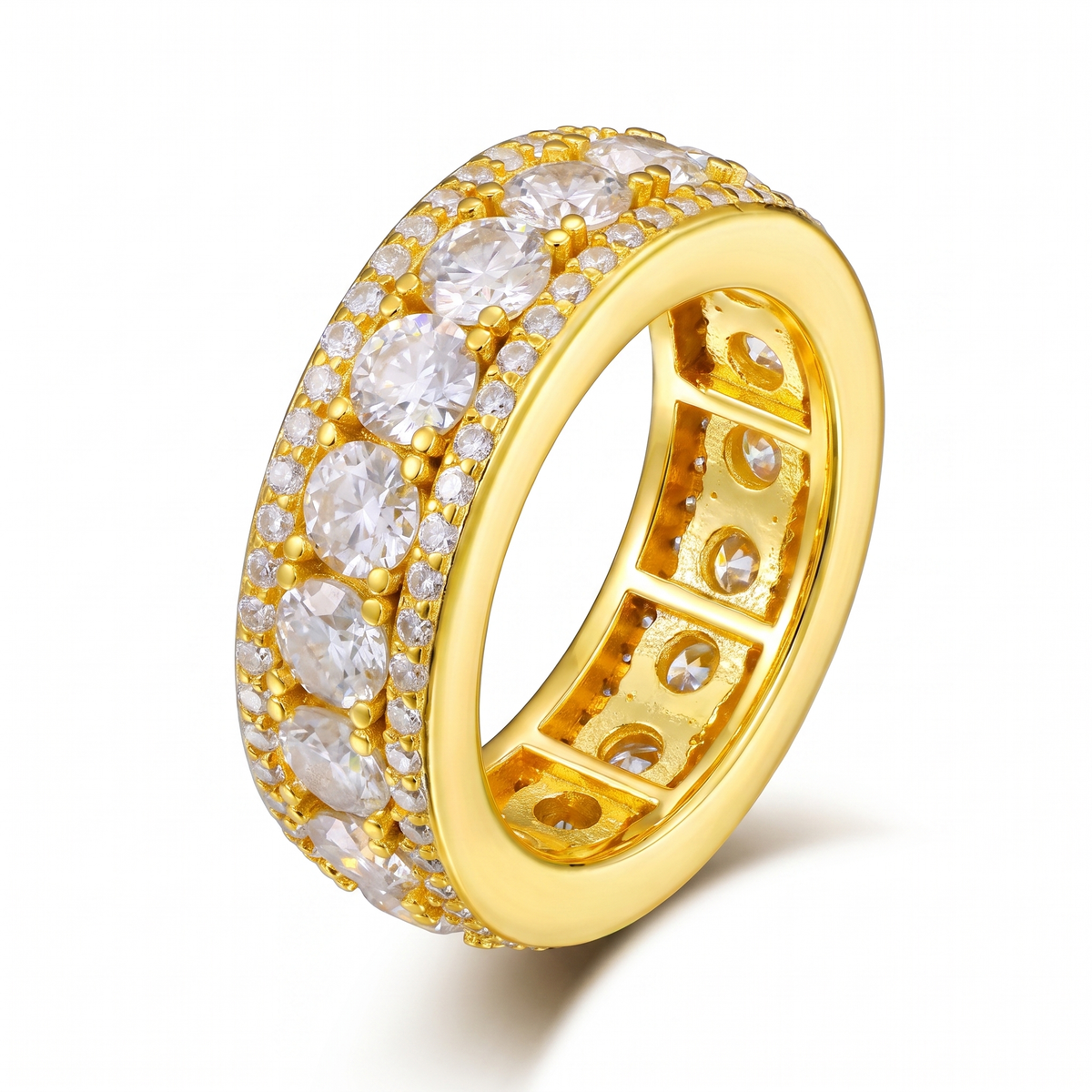 Three-Row Band Ring - Gold Plated