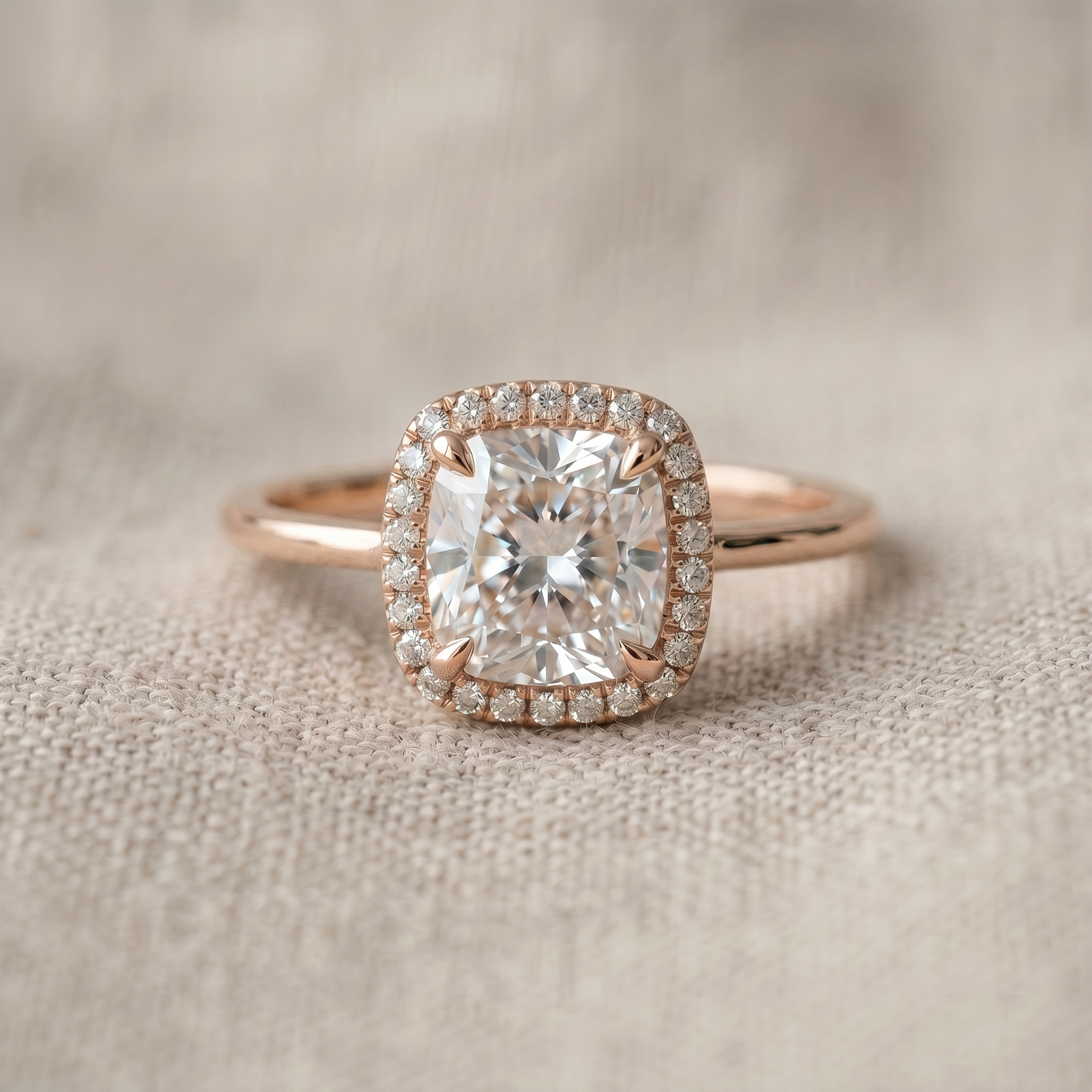 Cushion Halo engagement ring